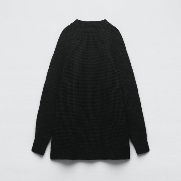 NWT ZARA LONG OPEN FRONT KNIT CARDIGAN  TAUPE BROWN - REF. 6771/160 M-L, XS-S - Picture 4 of 5